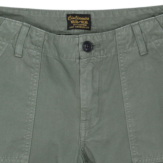 Military Cotton Twill Crop Pant - Bottle Green