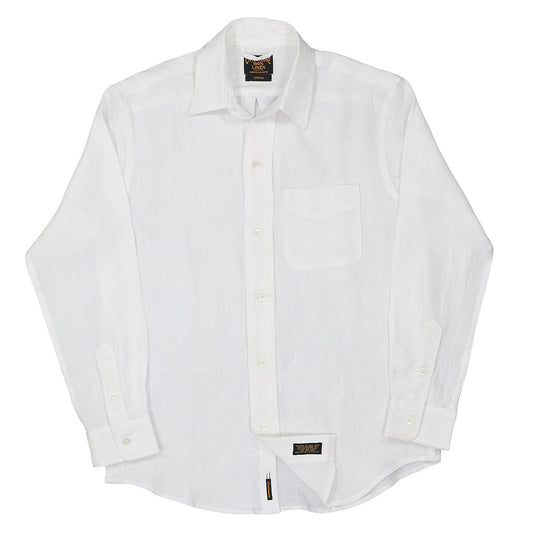 Long Sleeve 1 Pocket Boyfriend Linen Shirt - White