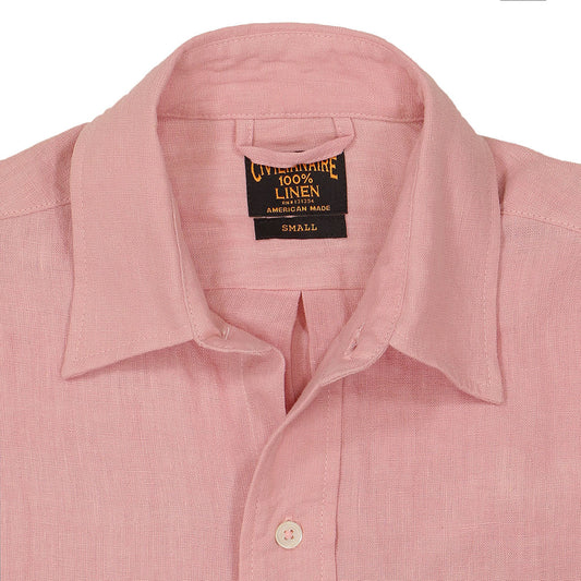 Long Sleeve 1 Pocket Boyfriend Linen Shirt - Tea Rose