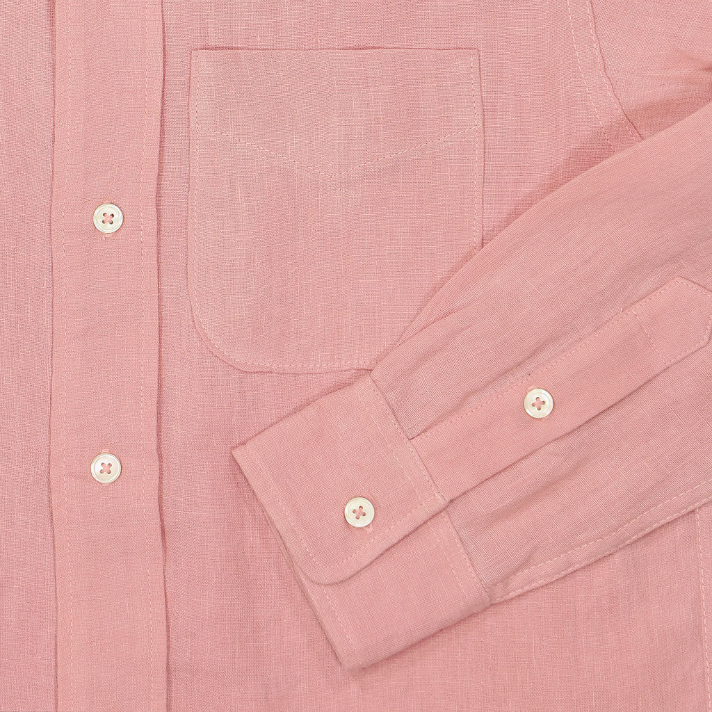Long Sleeve 1 Pocket Boyfriend Linen Shirt - Tea Rose