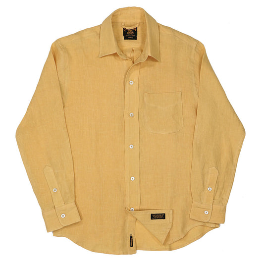 Long Sleeve 1 Pocket Boyfriend Linen Shirt - Sateen Canary