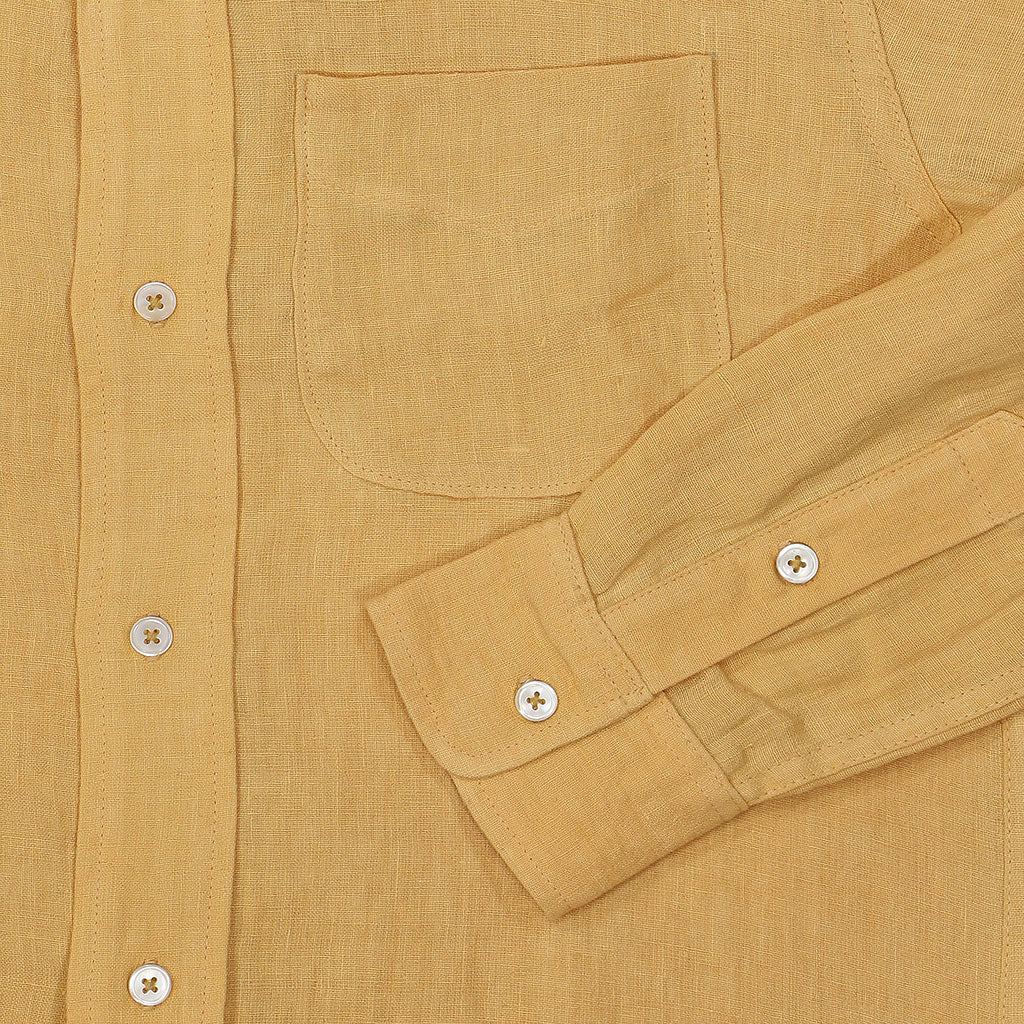 Long Sleeve 1 Pocket Boyfriend Linen Shirt - Sateen Canary