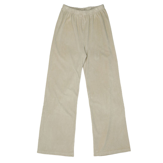 "SIENA Bell Bottom" 30" Inseam Velour Sweatpants - Stone