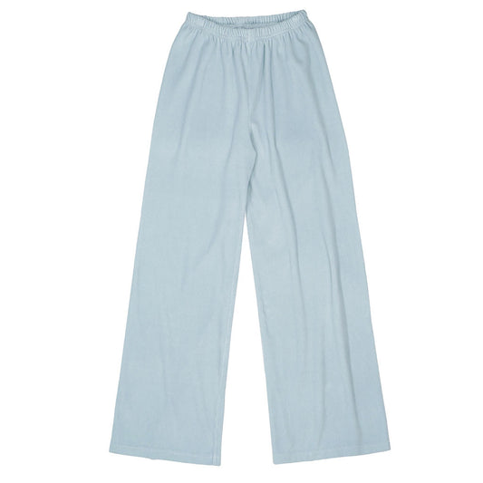 "SIENA Bell Bottom" 30" Inseam Velour Sweatpants - Cool Blue