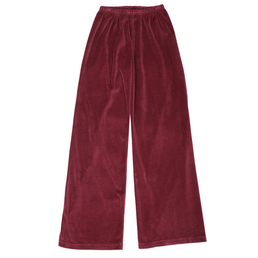 "SIENA Bell Bottom" 30" Inseam Velour Sweatpants - Earth Red