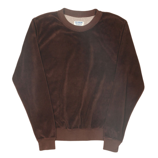 Long Sleeve Women's Crewneck Velour Sweatshirt - Cafe
