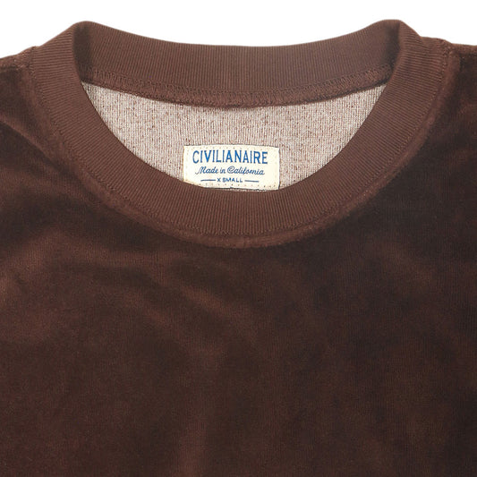 Long Sleeve Women's Crewneck Velour Sweatshirt - Cafe