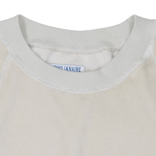 Long Sleeve Cropped Velour Raglan Crewneck - Ash