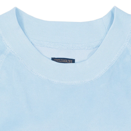 Long Sleeve Cropped Velour Raglan Crewneck - Cool Blue
