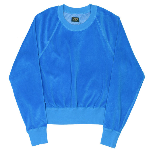 Long Sleeve Cropped Velour Raglan Crewneck - Regatta