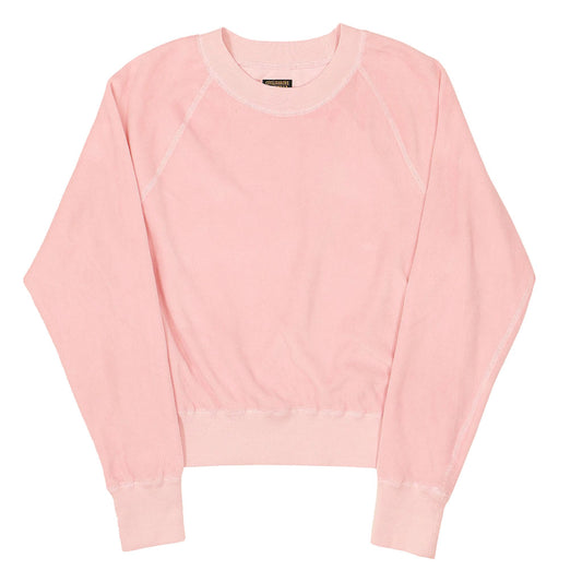 Long Sleeve Cropped Velour Raglan Crewneck - Tea Rose