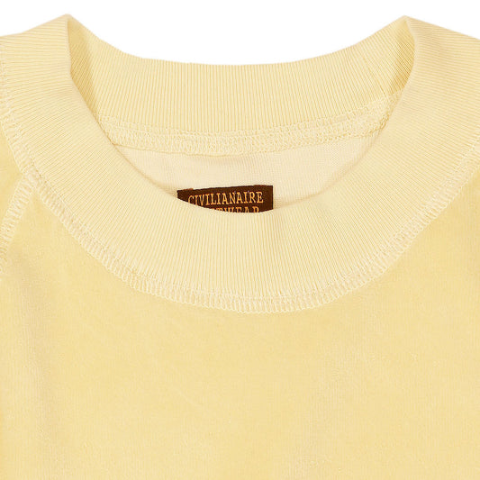 Long Sleeve Cropped Velour Raglan Crewneck - Sateen Canary