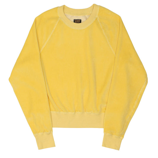 Long Sleeve Cropped Velour Raglan Crewneck - Dijon