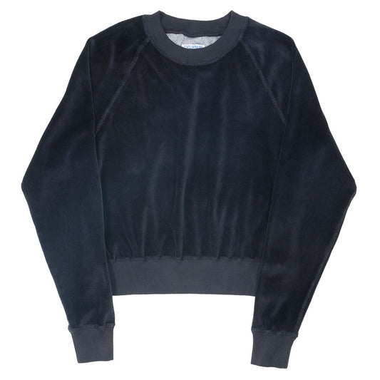 Long Sleeve Cropped Velour Raglan Crewneck - Sharp