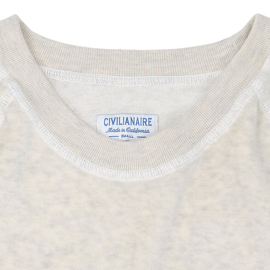 Long Sleeve Cropped Velour Raglan Crewneck - Oatmeal