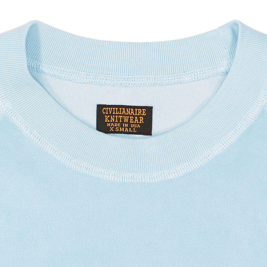 Short Sleeve Cropped Velour Raglan Crewneck - Cool Blue