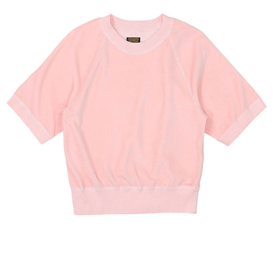 Short Sleeve Cropped Velour Raglan Crewneck - Tea Rose