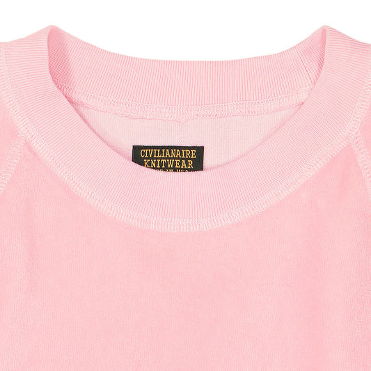 Short Sleeve Cropped Velour Raglan Crewneck - Tea Rose