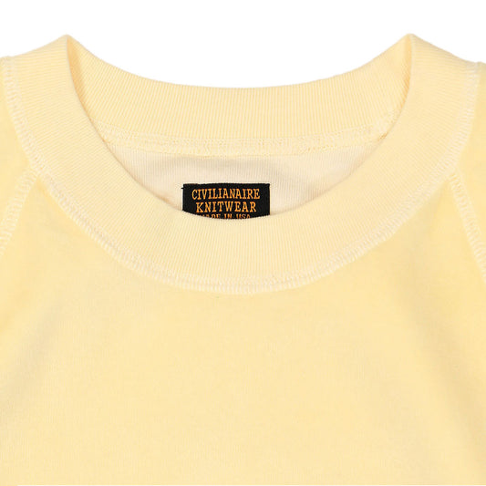 Short Sleeve Cropped Velour Raglan Crewneck - Sateen Canary
