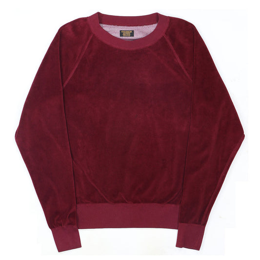 Women's Raglan Crew Neck Sweatshirt Velour - Earth Red