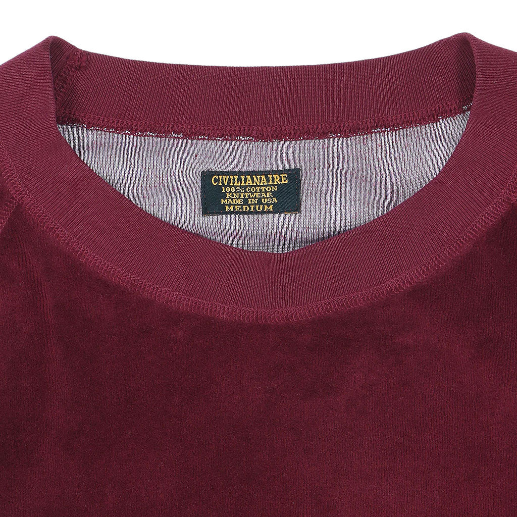 Women's Raglan Crew Neck Sweatshirt Velour - Earth Red