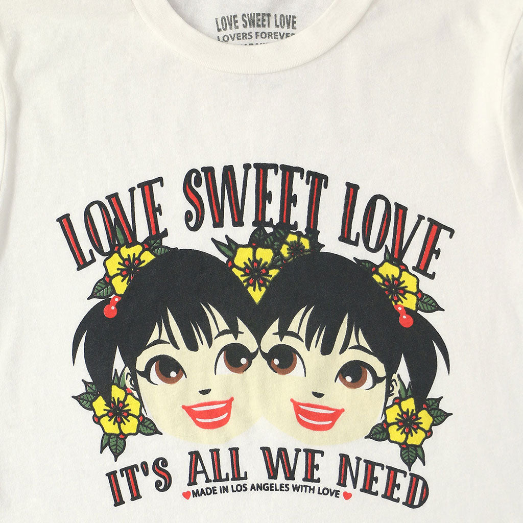 LOVE SWEET LOVE "IT'S ALL WE NEED" Long Sleeve Crew Neck - #1052 WHITE NATURAL