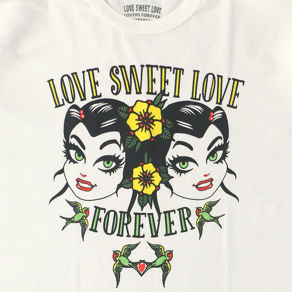 LOVE SWEET LOVE "FOREVER" Long Sleeve Crew Neck - #1052 WHITE NATURAL