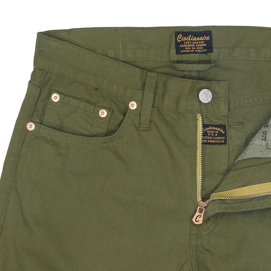 5-Pocket Slim Fit Twill Pants - Greek Olive