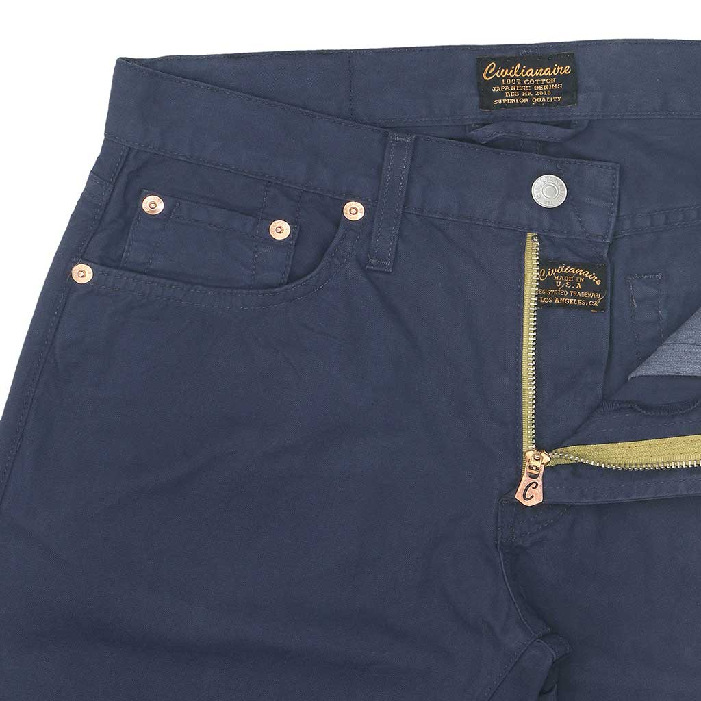 5-Pocket Slim Fit Twill Pants - Dark Slate Blue