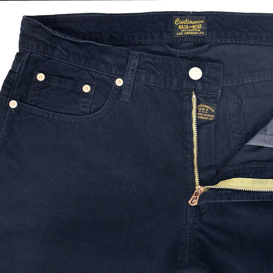 5-Pocket Slim Fit Corduroy Pants - Dark Navy