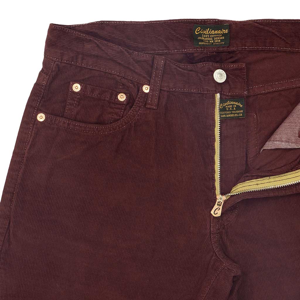 5-Pocket Slim Fit Corduroy Pants - Deep Burgundy