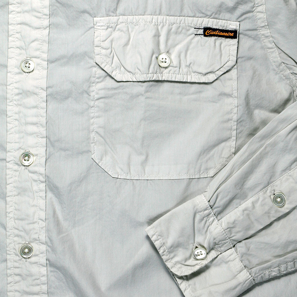 Long Sleeve 2 Pocket Notch Flap Shirt Poplin - Ash