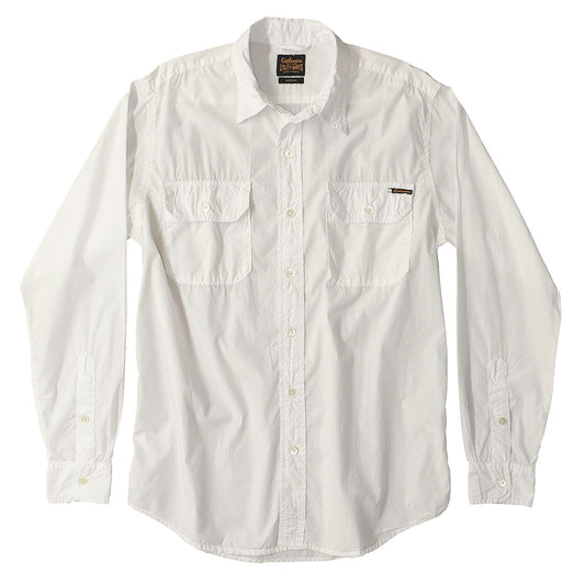 Long Sleeve 2 Pocket Notch Flap Shirt Poplin - White