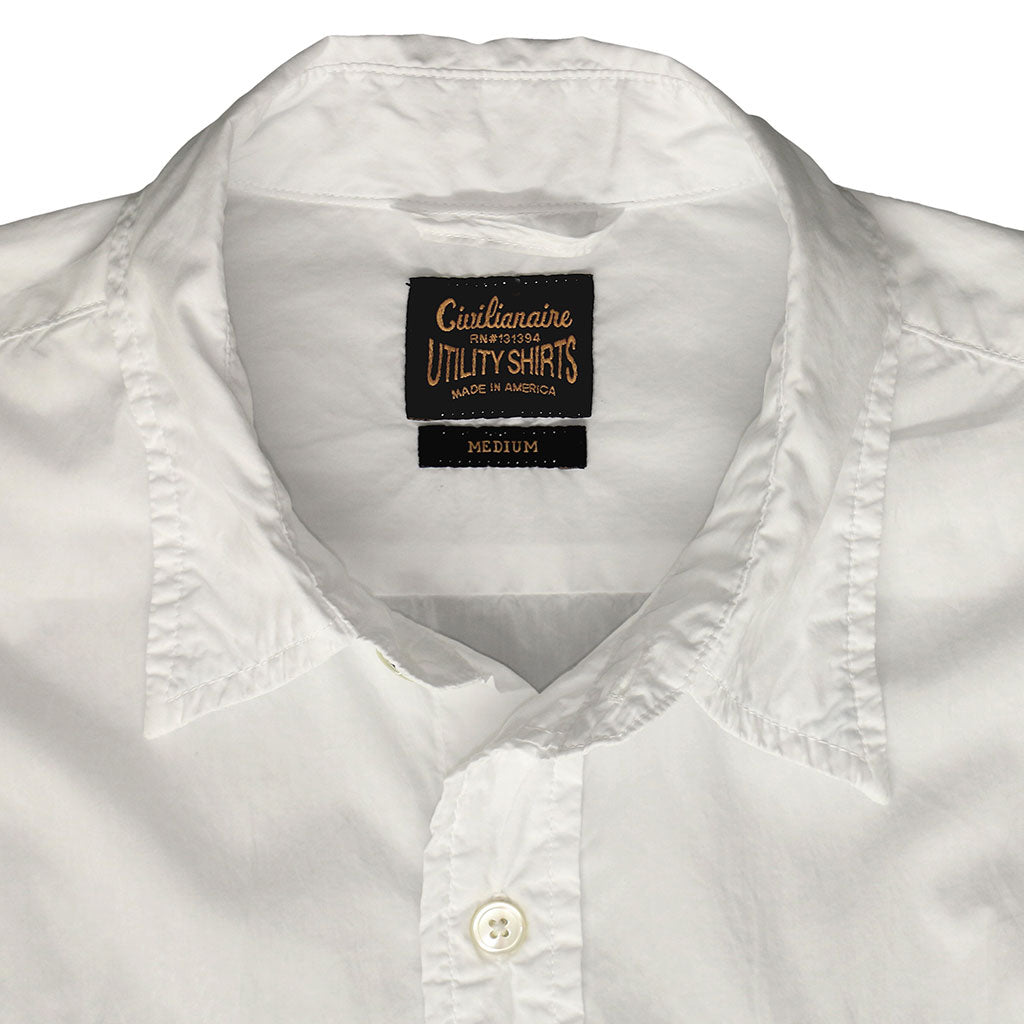 Long Sleeve 2 Pocket Notch Flap Shirt Poplin - White