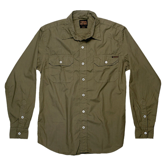 Long Sleeve 2 Pocket Notch Flap Shirt Poplin - Camouflage Green