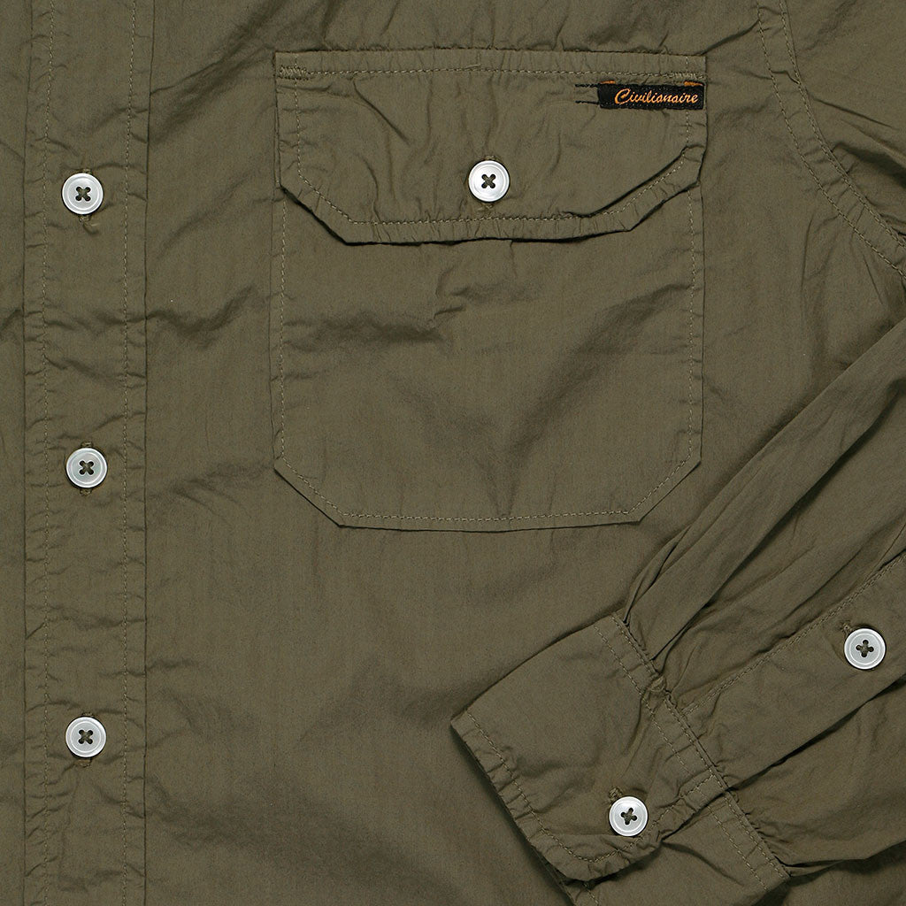 Long Sleeve 2 Pocket Notch Flap Shirt Poplin - Camouflage Green