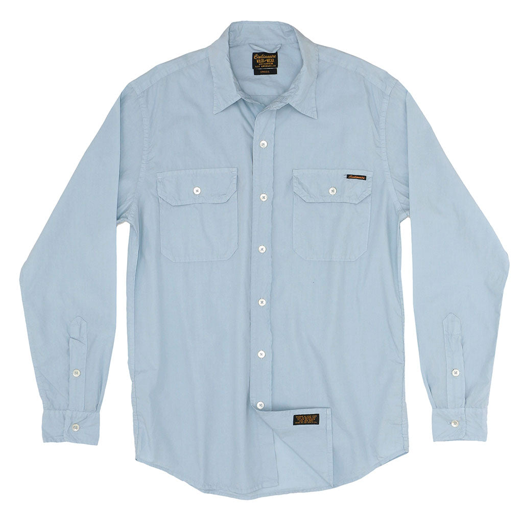 Long Sleeve 2 Pocket Notch Flap Shirt Poplin - Bright Blue
