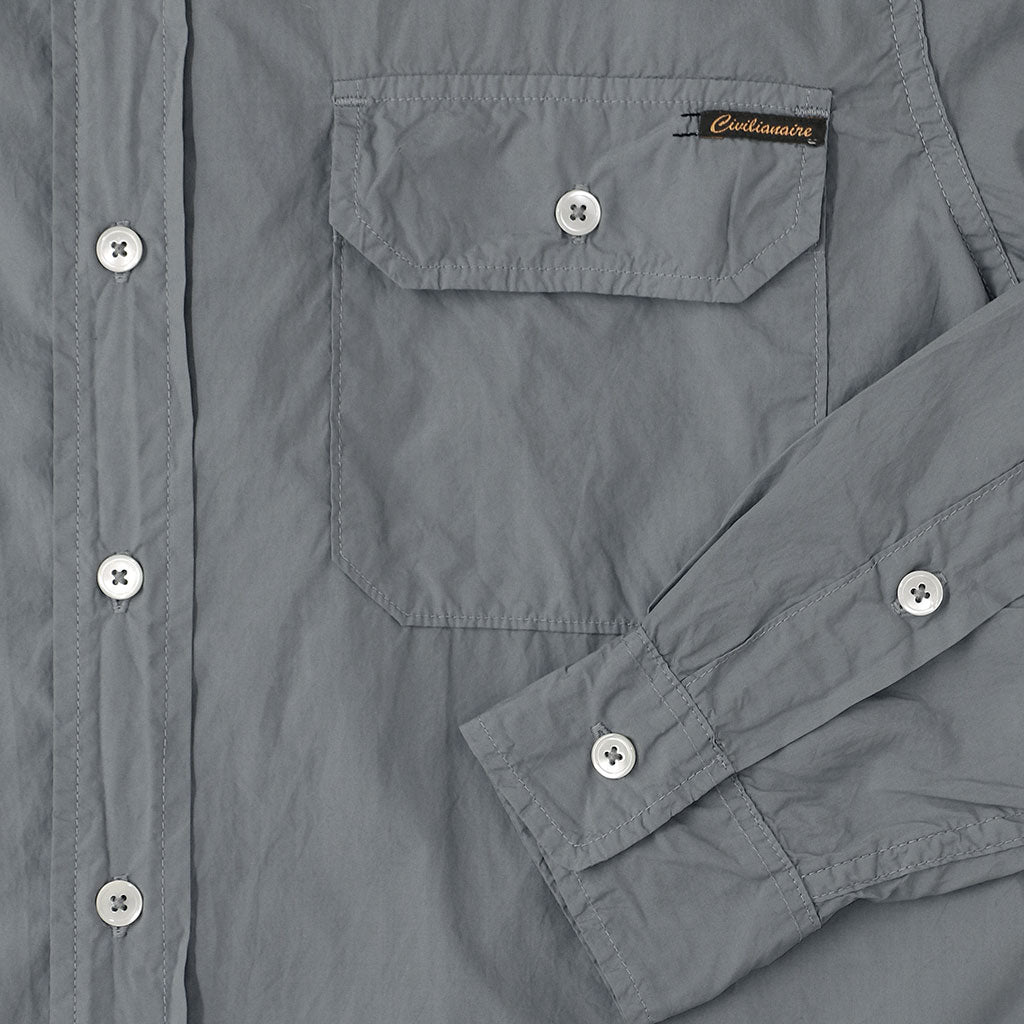 Long Sleeve 2 Pocket Notch Flap Shirt Poplin - Iron