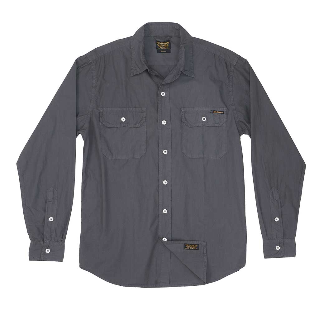 Long Sleeve 2 Pocket Notch Flap Shirt Poplin - Tarnish Grey