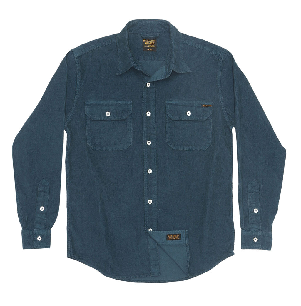 Long Sleeve Notch Flap Shirt Heavyweight Corduroy - SF BLUE – Civilianaire