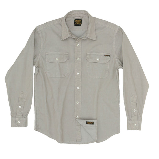 Long Sleeve Notch Flap Shirt Heavyweight Corduroy - Soft Grey