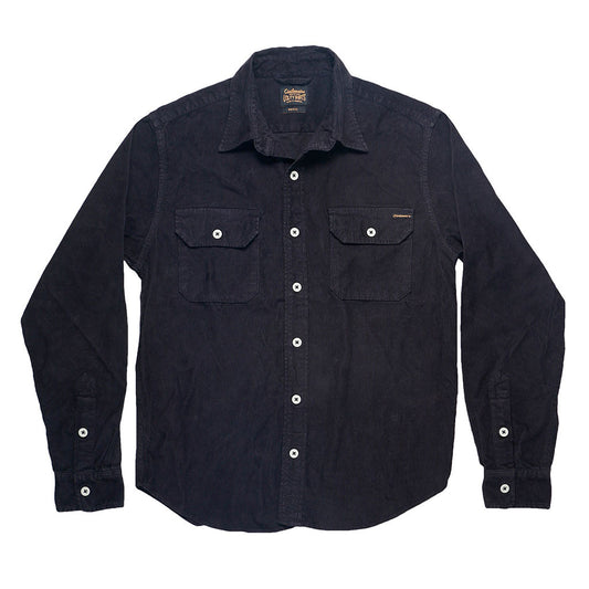 Long Sleeve E- Notch Flap Shirt Light Weight Corduroy - Deep Charcoal