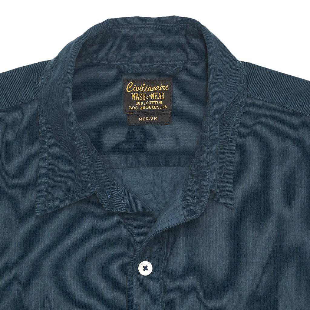 Long Sleeve Notch Flap Shirt 28-Wale Light Weight Corduroy - Dark Slate Blue