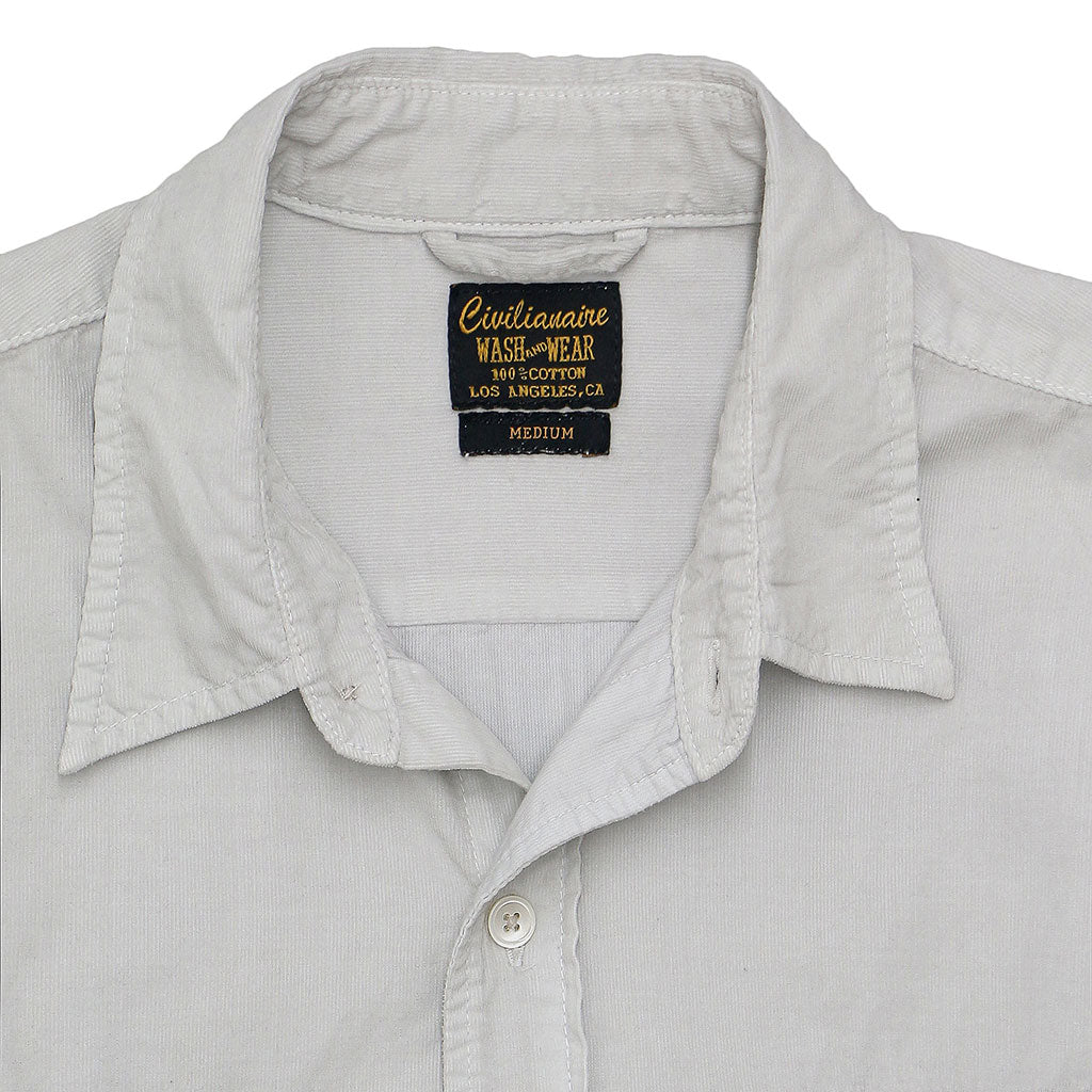 Long Sleeve Notch Flap Shirt 28-Wale Light Weight Corduroy - Grey Smoke