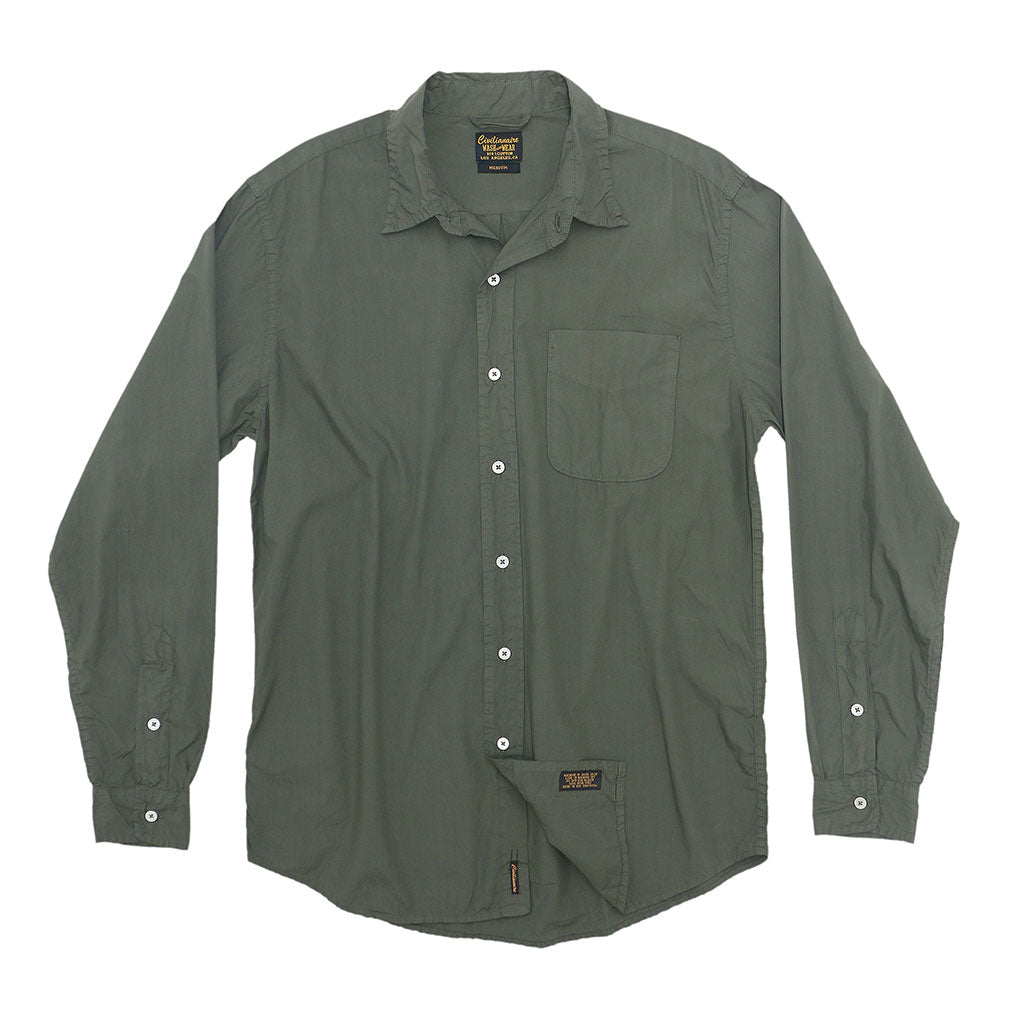 Long Sleeve 1 Pocket Shirt Poplin - Olive Khaki