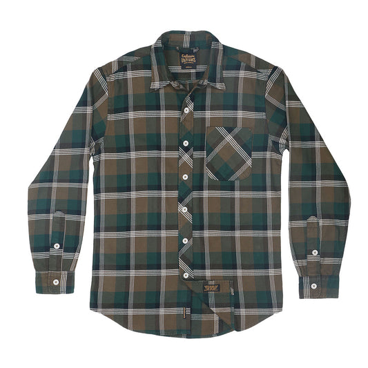 Long Sleeve 1 Pocket Shirt / Japanese Flannel - Green/Black