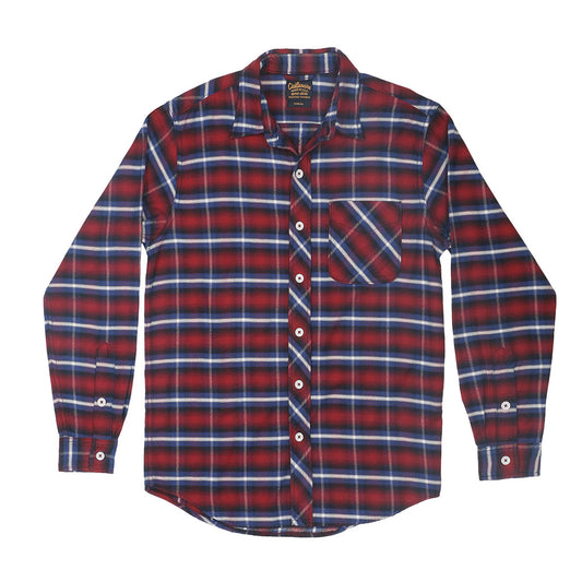 Long Sleeve 1 Pocket Shirt / Japanese Flannel - Red/Blue
