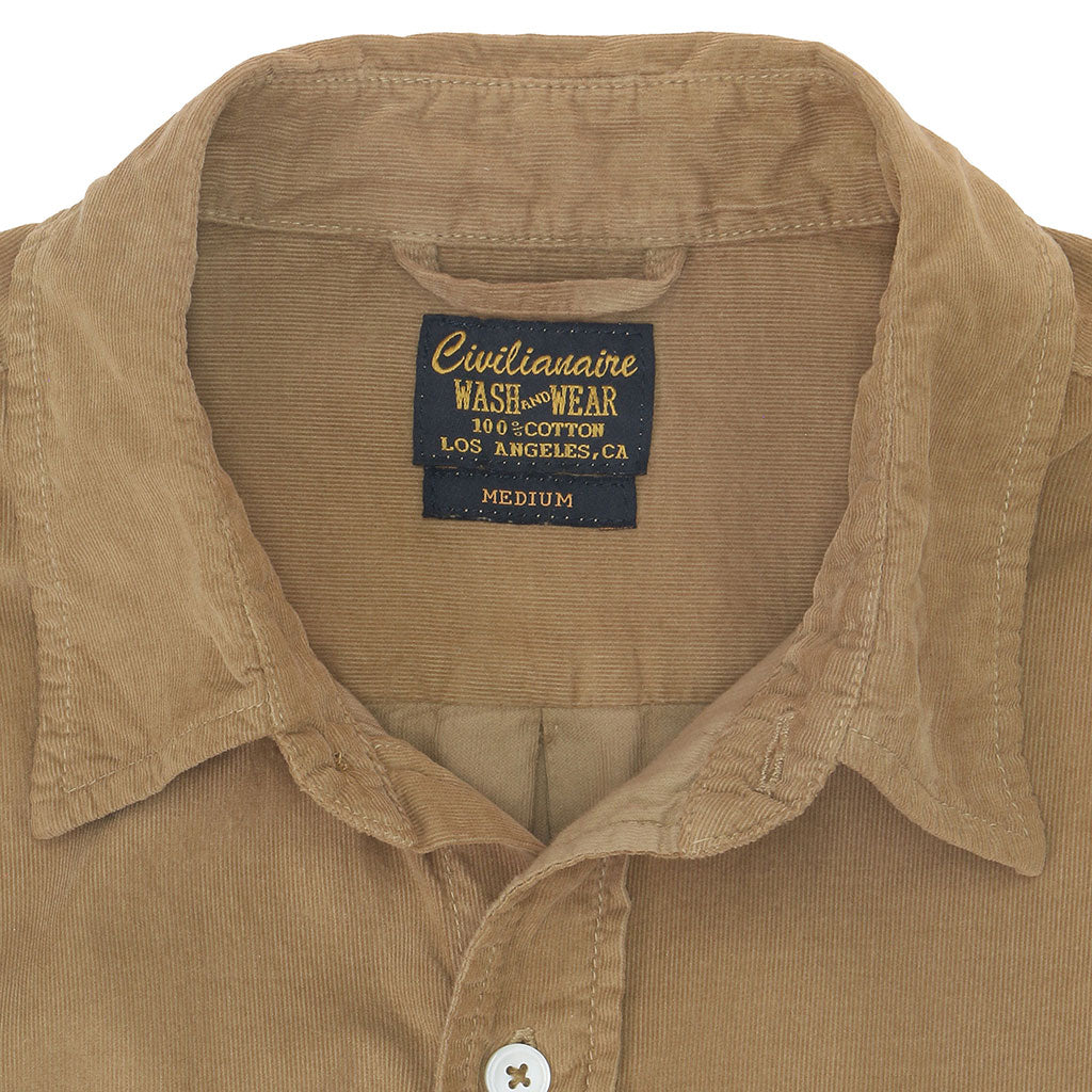 Long Sleeve Single Pocket Shirt 28-Wale Light Weight Corduroy - Kindling