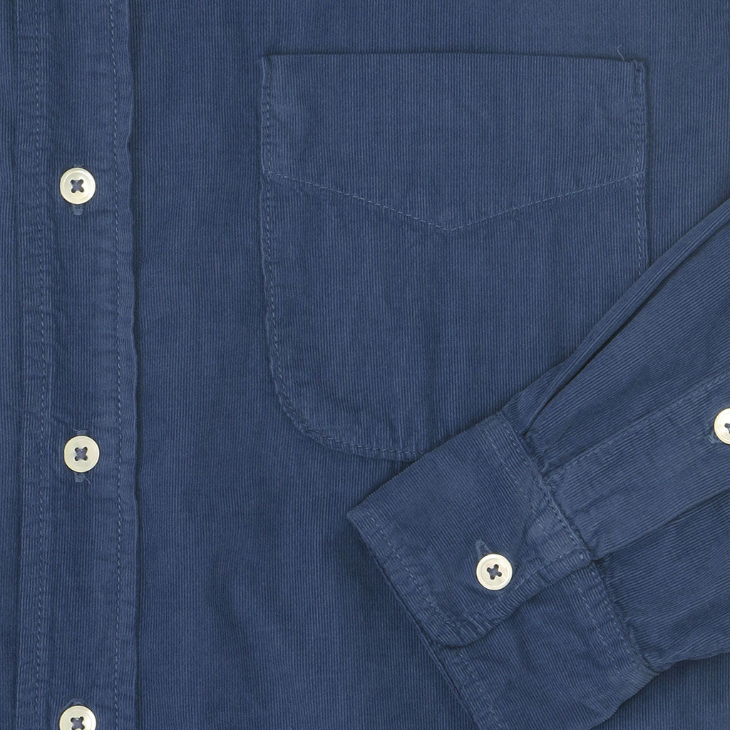 Long Sleeve Single Pocket Shirt 28-Wale Light Weight Corduroy - Sea Blue