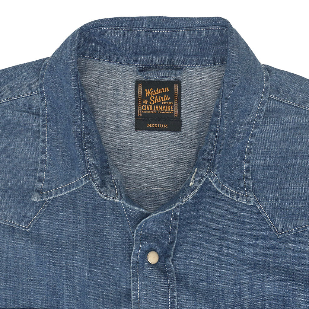 Long Sleeve Sawtooth Pocket 6.5 Denim Western Shirt - Dark Wash